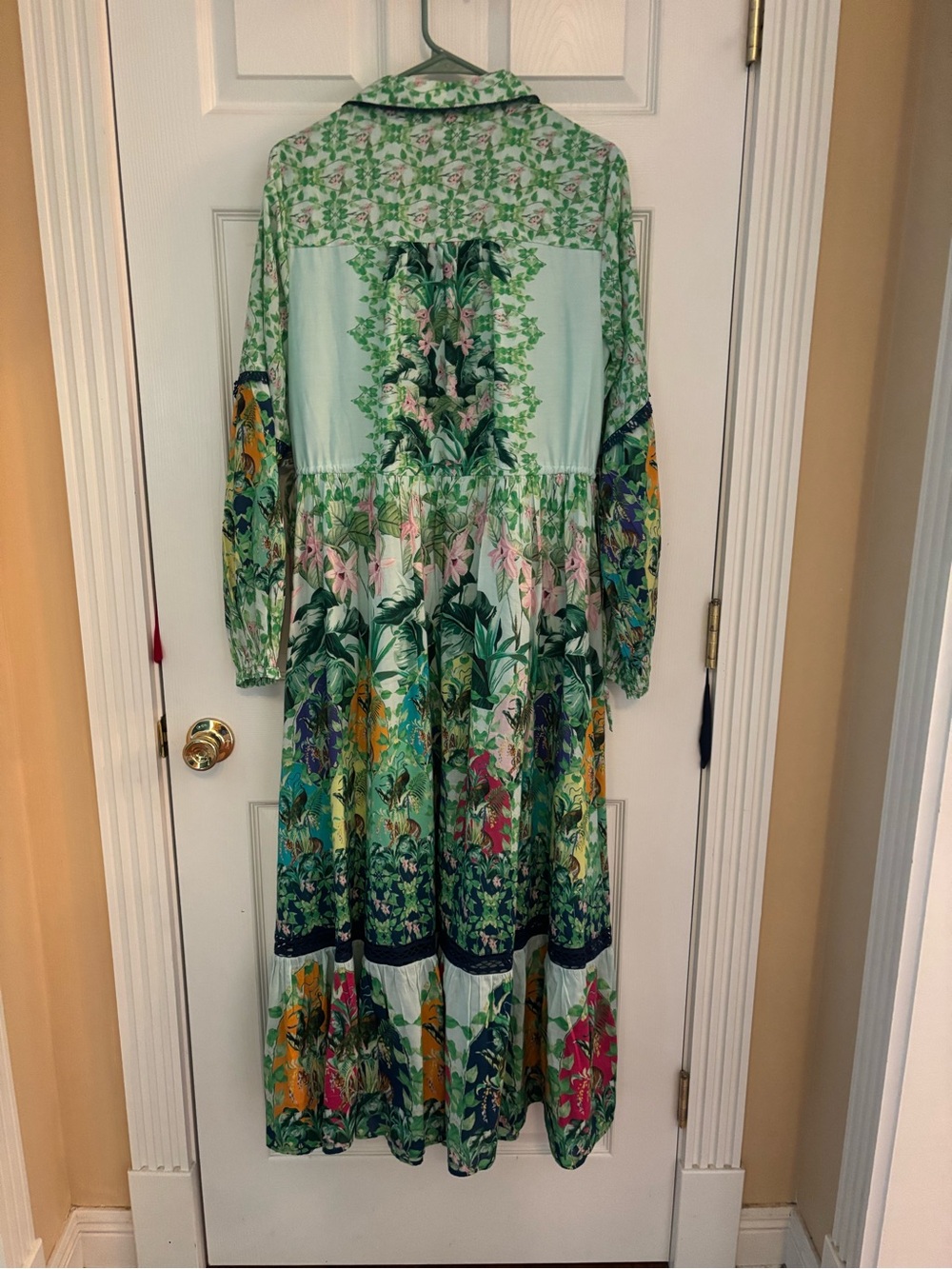 Anthropologie Eleanora Green Multi Floral High-Low Maxi Shirt Dress - Picture 3 of 5